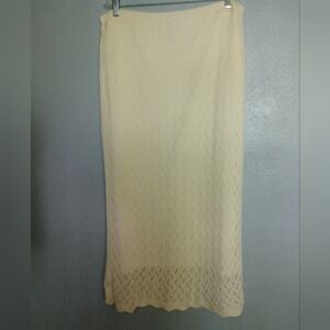 Cato Woman Cream Knit Textured Long Pencil Skirt Lined